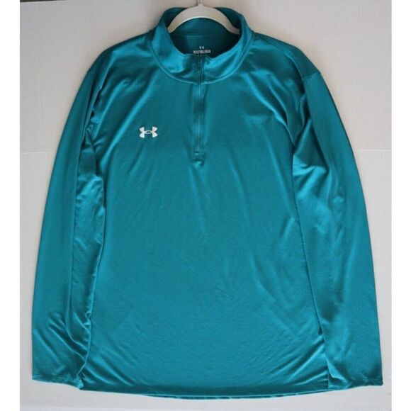 Under Armour 1376844-722 Men's Sz XLT Teal/White Team Tech L/S 1/4 Zip Pullover - Picture 7 of 11